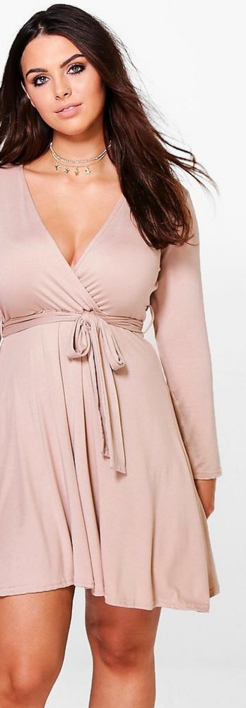 Plus Melanie wrap style skater dress